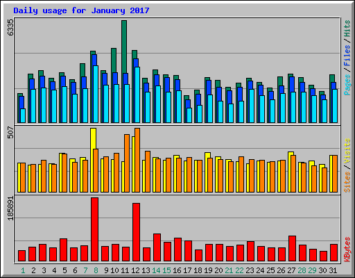 Daily usage for January 2017