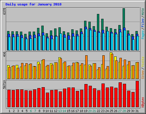Daily usage for January 2018
