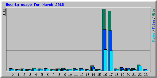 Hourly usage for March 2013
